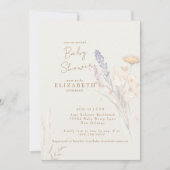 Wispy Botanical Floral Cream Baby Dusche Einladung (Vorderseite)