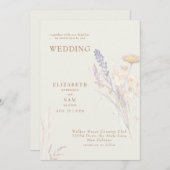 Wispy Botanical Floral Cream Zusammen mit Hochzeit Einladung (Vorne/Hinten)