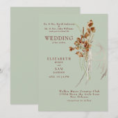 Wispy Botanical Sage Beide Eltern Hochzeit Einladung (Vorne/Hinten)