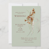 Wispy Botanical Sage No Parters Wedding Einladung (Vorderseite)