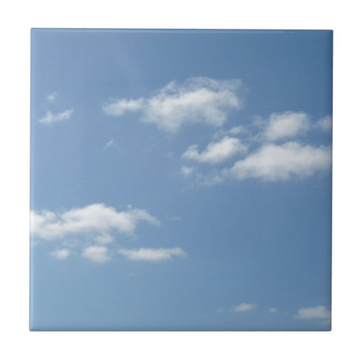 Wispy Clouds Powder Blue Sky Fliese (Vorderseite)