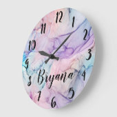 Wispy Ethereal Pastel Watercolor Fantasy Glam Große Wanduhr (Winkel)