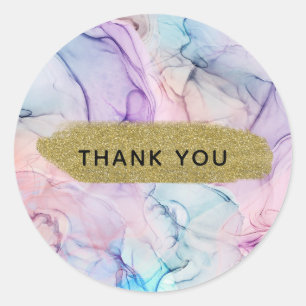 Wispy Ethereal Pastel Watercolor Inky Fantasy Glam Runder Aufkleber