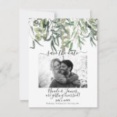 Wispy Eukalyptus Greenery Wedding Save the Date Einladung (Vorderseite)