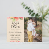 Wispy Floral Foto Save the Date Ankündigung (Stehend Vorderseite)