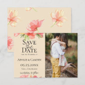 Wispy Floral Foto Save the Date Ankündigung (Vorne/Hinten)