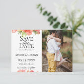 Wispy Floral Foto Save the Date Ankündigung (Stehend Vorderseite)