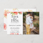 Wispy Floral Foto Save the Date Ankündigung (Vorne/Hinten)