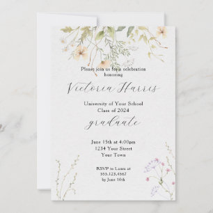 Wispy Floral Garden Graduierungsparty Einladung
