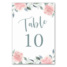Wispy Floral Pink und Aquamarine botanische Tischn Tischnummer