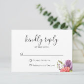 Wispy Floral Wedding RSVP Card (Stehend Vorderseite)