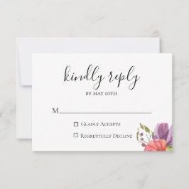 Wispy Floral Wedding RSVP Card