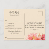 Wispy Floral Wedding RSVP Song Request Einladungspostkarte (Rückseite)