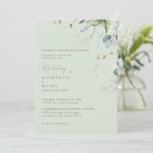 Wispy Foliage Light Sage Bride Parents Wedding Einladung (Stehend Vorderseite)