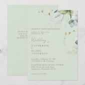 Wispy Foliage Light Sage Bride Parents Wedding Einladung (Vorne/Hinten)