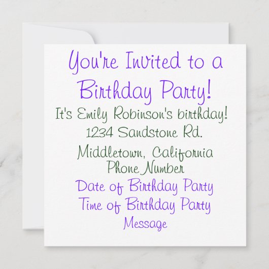 Wispy Garden Geburtstag Einladung (Rückseite)