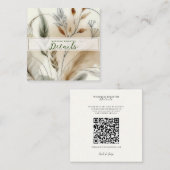 Wispy Greenery Botanical Boho Hochzeiten Details Quadratische Visitenkarte (Vorne/Hinten)