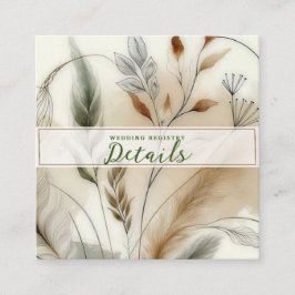 Wispy Greenery Botanical Boho Hochzeiten Details Quadratische Visitenkarte