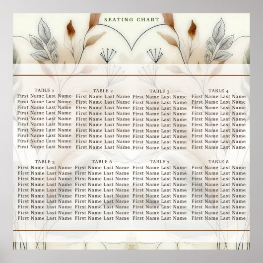 Wispy Greenery Moderne Botanische Boho Sitzplätze Poster (Vorne)