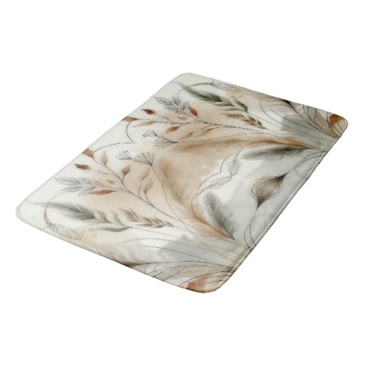 Wispy Greenery Moderne Botanische Hochzeit Badematte (Schrägansicht)