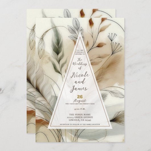 Wispy Greenery Moderne Botanische Hochzeit Einladung (Vorne/Hinten)