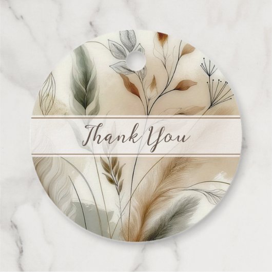 Wispy Greenery Moderne Botanische Hochzeit Geschenkanhänger (Rückseite)