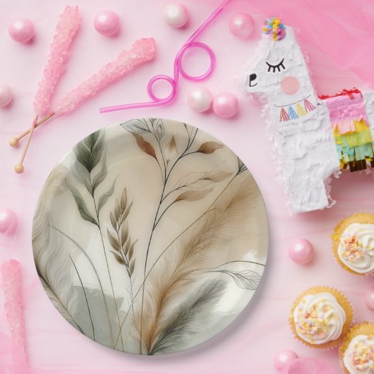 Wispy Greenery Moderne Botanische Hochzeit Pappteller (Party)