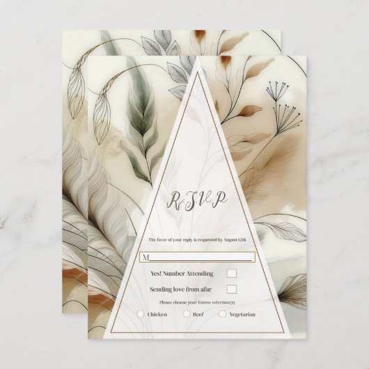 Wispy Greenery Modernes Botanisches Boho Wedding R Einladung (Vorne/Hinten)