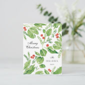 Wispy Holly Green und Red Watercolor Weihnachten (Stehend Vorderseite)