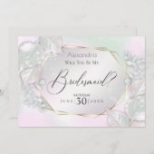 Wispy Pink Shimmery wirst du meine Bridesmaid sein Einladung (Vorne/Hinten)