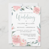 Wispy Pink Watercolor Blumenzwiebelladen Einladung (Vorderseite)