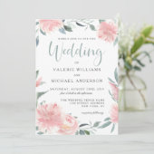 Wispy Pink Watercolor Blumenzwiebelladen Einladung (Stehend Vorderseite)