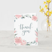 Wispy Pink Watercolor Floral Vielen Dank Karte (Gelbe Blume)