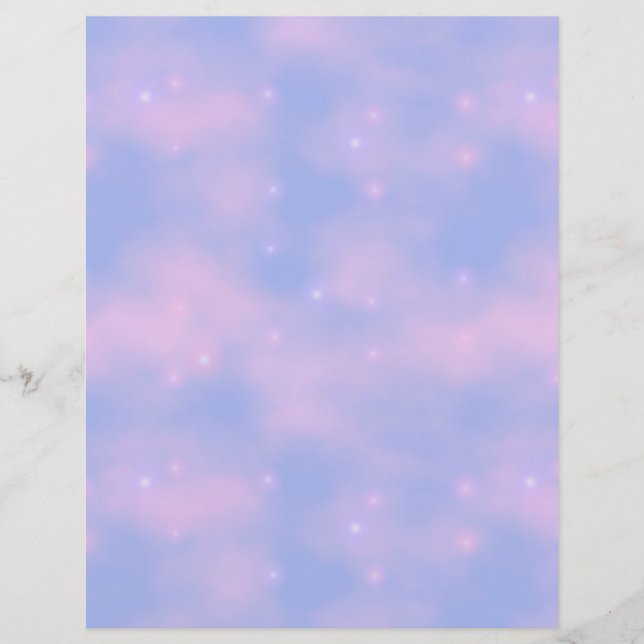 Wispy Pink Wolken und Stars Scrapbook Paper (Vorderseite)