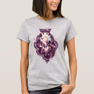 Wispy Purple Haired Neko Anime Girl T-Shirt