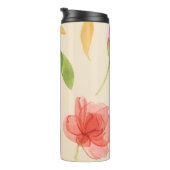 Wispy Red Floral Monogram Thermal Tumbler Thermosbecher (Nach rechts gedreht)