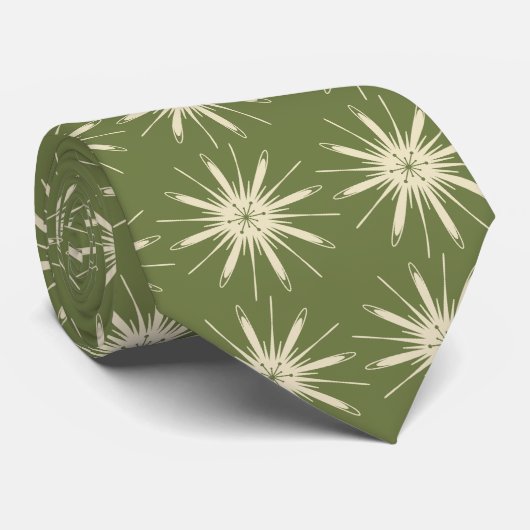 Wispy Snowflake Foulard OLive zweiseitig Krawatte (Gerollt)