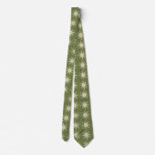 Wispy Snowflake Foulard OLive zweiseitig Krawatte (Rückseite)