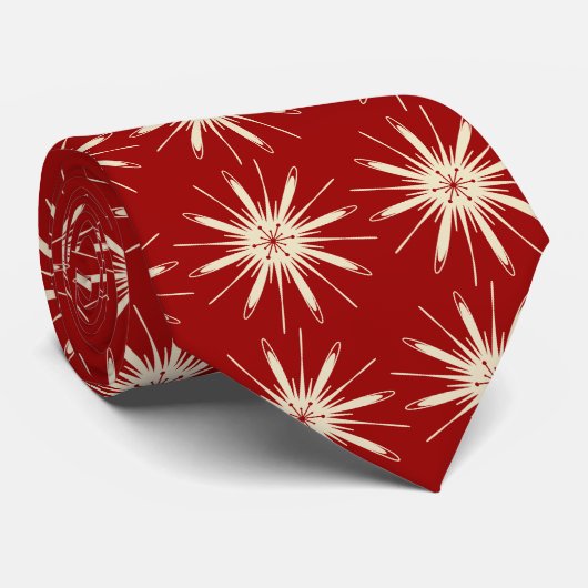 Wispy Snowflake Foulard Red zweiseitig Krawatte (Gerollt)