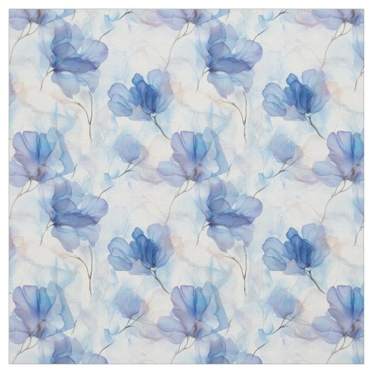 Wispy Translucent Blue Blumen Fabric Stoff (Muster)
