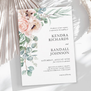 Wispy Watercolor Boho Poppies and Greenerity Weddi Einladung