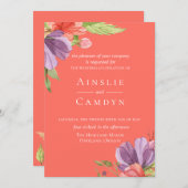 Wispy Watercolor Floral Wedding Einladung (Vorne/Hinten)