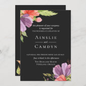 Wispy Watercolor Floral Wedding Einladung (Vorne/Hinten)