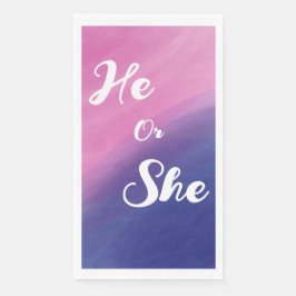 Wispy Watercolor Gender Reveal Serviette