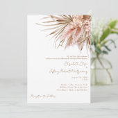 Wispy Watercolor Pampas Blush Wedding Einladung (Stehend Vorderseite)