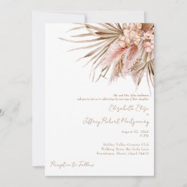 Wispy Watercolor Pampas Blush Wedding Einladung
