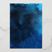 Wispy Wirbel Blue and Gold Wedding Folieneinladung (Rückseite)