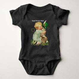 WISS MIR, ICH BIN IRISH/BABY, RABBIT MIT LEPRECHAU BABY STRAMPLER