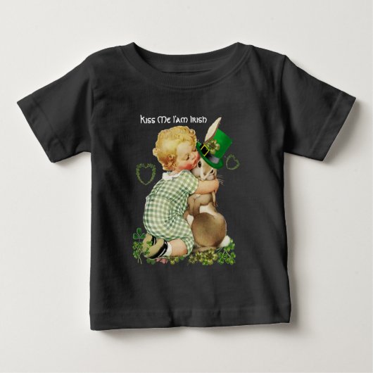 WISS MIR, ICH BIN IRISH/BABY, RABBIT MIT LEPRECHAU BABY T-SHIRT (Vorderseite)