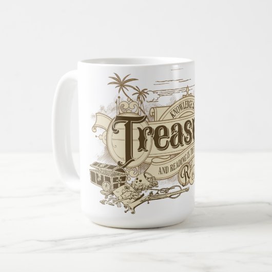 Wissen ist ein Schatz, Lesergeschenk, Lehrer Kaffeetasse (Vorderseite Links)